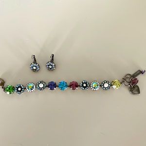 Mariana blue and opal toned bracelet and earrings